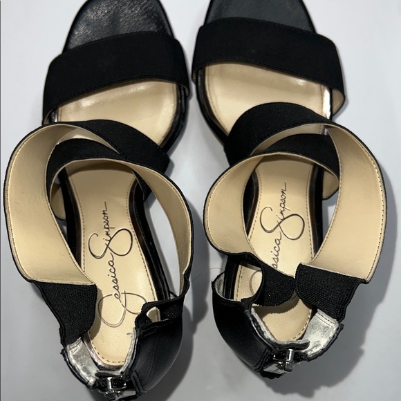 Jessica Simpson Black and Brown Wedge Sandals - Picture 6 of 10